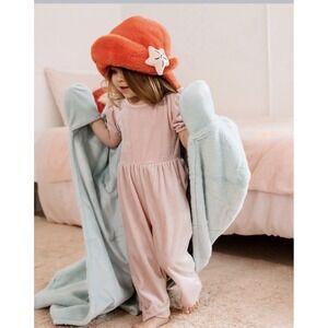 Pillowfort Disney Ariel Hooded Blanket 40x50in Light Blue Orange Built-in Mitts